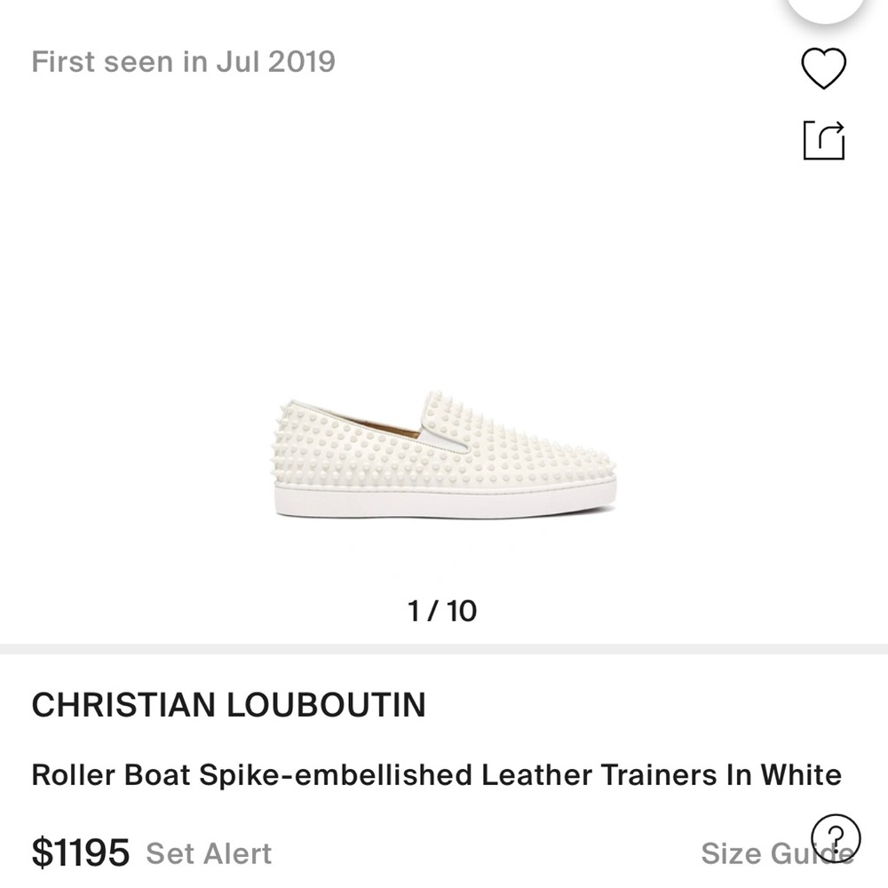 Christian Louboutin Roller Boat Spike-embellished Leather Trainers In White